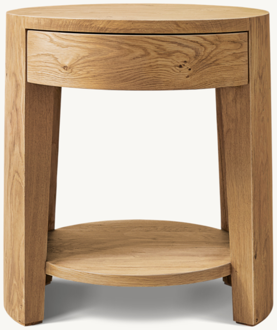 Wyeth Oak Round Bedside Table