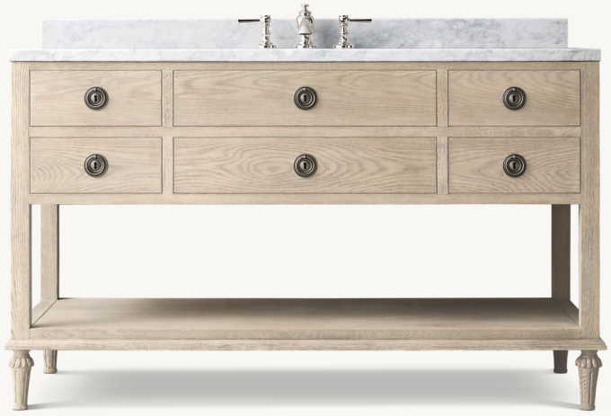 Shown in Light Oak with Italian Carrara Marble countertop. Featured with Lugarno Lever-Handle 8&#34; Widespread Faucet.