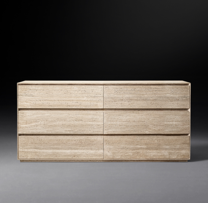 Italian Travertine Plinth 6-Drawer Dresser | RH