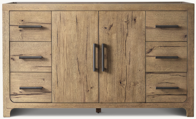 Davos Oak SINGLE EXTRA-WIDE Vanity Base | RH
