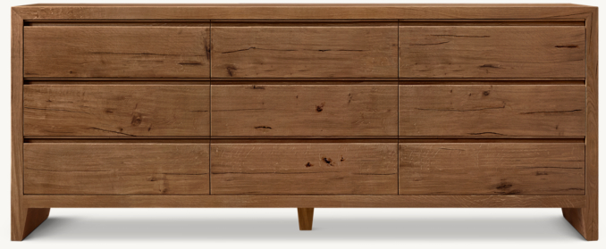 Front view of Wyeth Oak 9-Drawer Dresser 