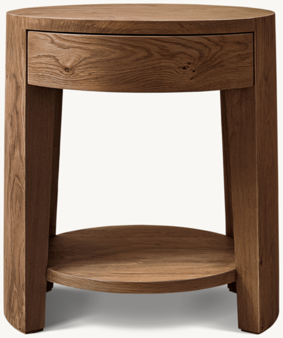 Wyeth Oak Round Bedside Table