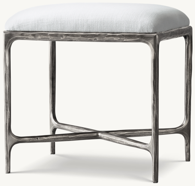 Shown in White Belgian Linen with Forged Pewter finish.