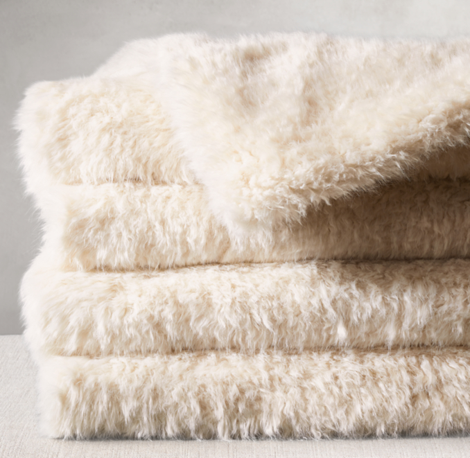 Front view of Luxe Faux Sheepskin Throw 