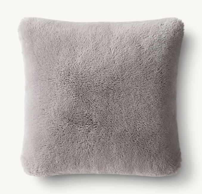 Overhead view of Lapin Ultra-Fine Faux Fur Pillow Cover - Square 