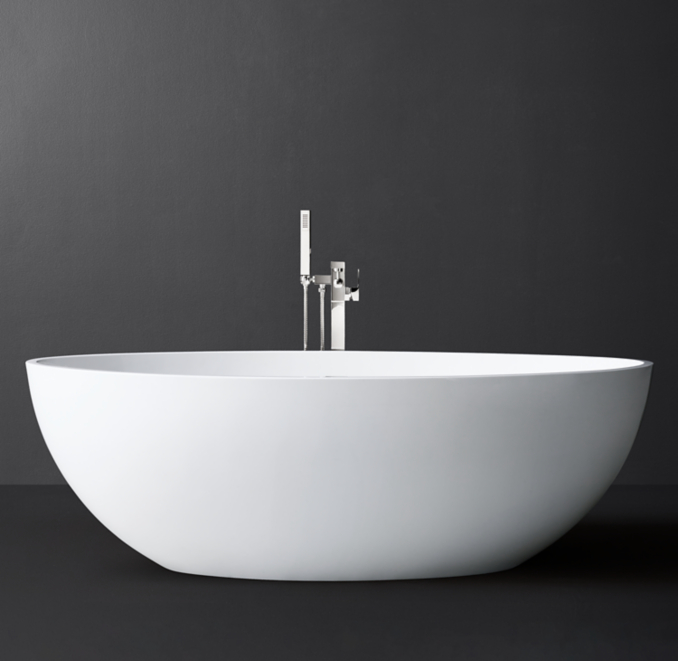 Front view of Alba Soaking Tub Alvo Floor-Mount Tub Fill & Handheld Shower 