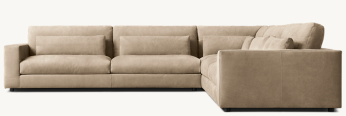 Lugano Leather Right-Arm L-Sectional with Modular Corner