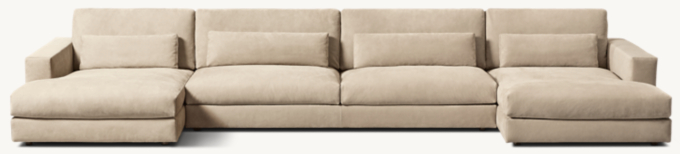 Shown in Italian Veneto Smoke; sectional consists of 1 left-arm chaise, 1 armless sofa and 1 right-arm chaise. Cushion configuration may vary by component.