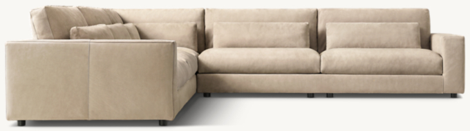 Lugano Leather Left-Arm L-Sectional with Modular Corners