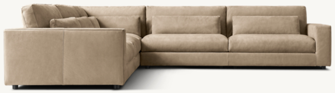 Lugano Leather Left-Arm L-Sectional with Modular Corner