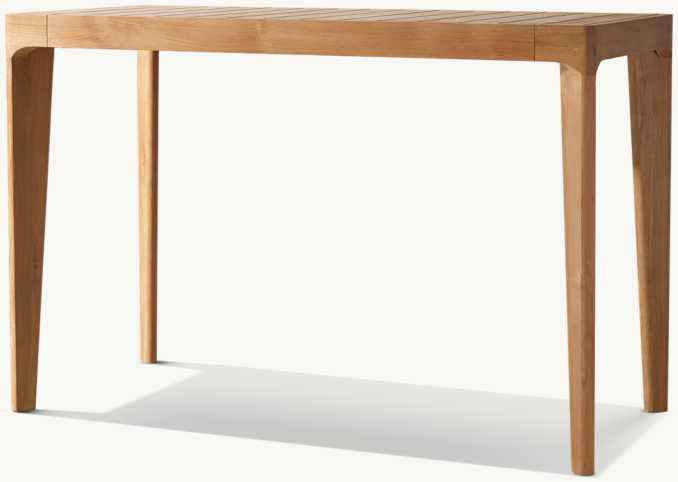 Three Quarter view of Malta Teak 64" Bar Table 