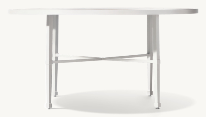 Vue de Face - Trousdale - Table à Manger Ronde Cast Aluminum - Blanc