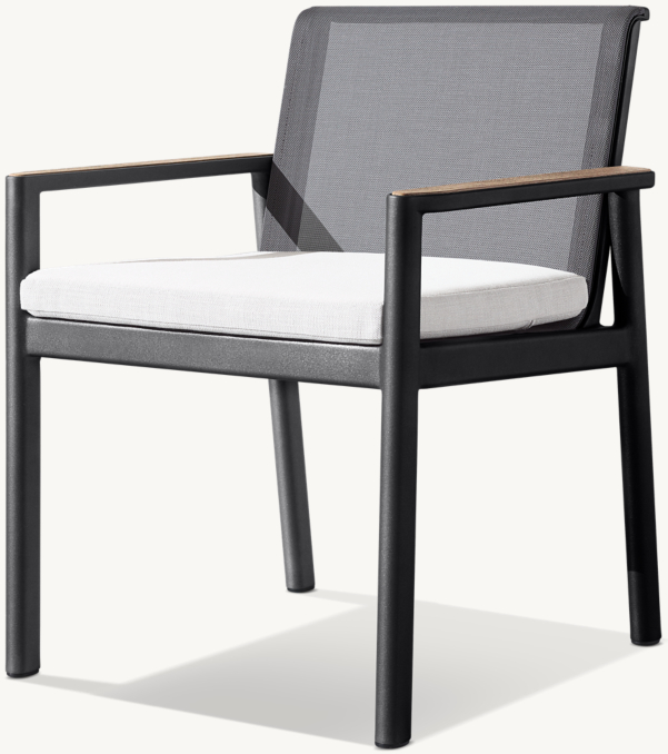 Three Quarter view of Marino Aluminum Dining Armchair