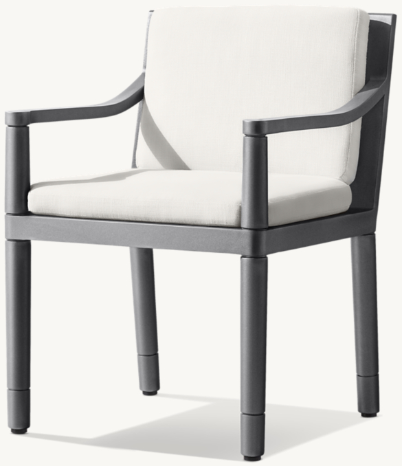 Three Quarter view of Miramar Aluminum Dining Armchair 