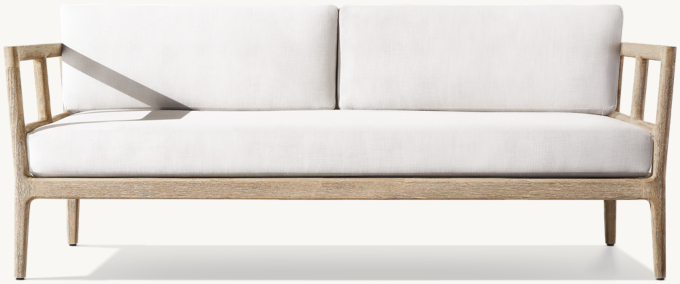 72&#34; sofa shown. Cushions shown in White Perennials&#174; Performance Textured Linen Weave.