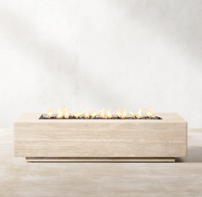 Travertine Rectangular Fire Table