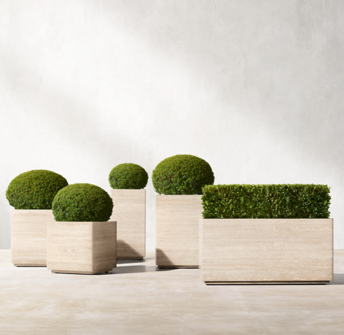 Travertine Square Planter