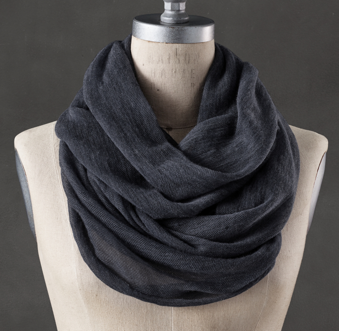 Restoration Hardware Black 100% Cashmere Scarf sold with Raw Edges