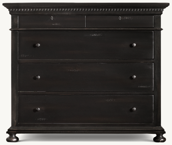 Vue de face - St. James - Commode à 5 tiroirs - Noir vieilli