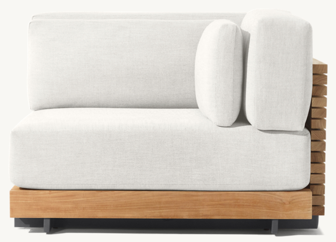 Front view of Caicos Teak Modular Right-Arm Corner Chair 