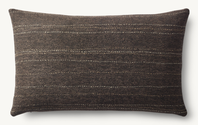 Overhead view of Kuba Cloth Pickstitch Outdoor Pillow Cover - Lumbar 