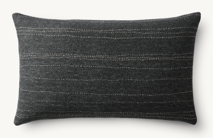 Overhead view of Kuba Cloth Pickstitch Outdoor Pillow Cover - Lumbar 