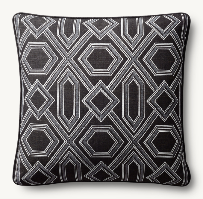 Overhead view of Diamond Geo Medallion Outdoor Pillow Cover - Square 