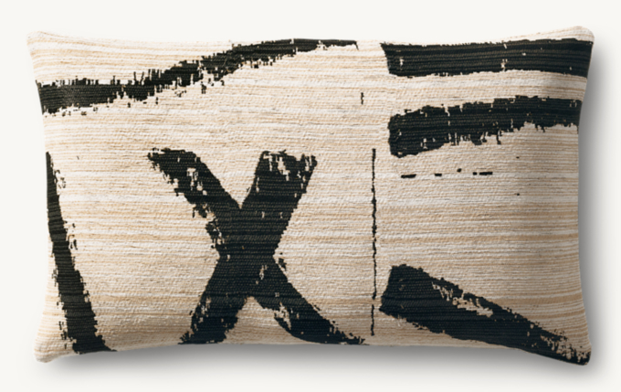 Sumi Large Brushstroke Outdoor Pillow Cover - Lumbar