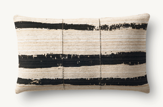Sumi Brushstroke Stripe Outdoor Pillow Cover - Lumbar