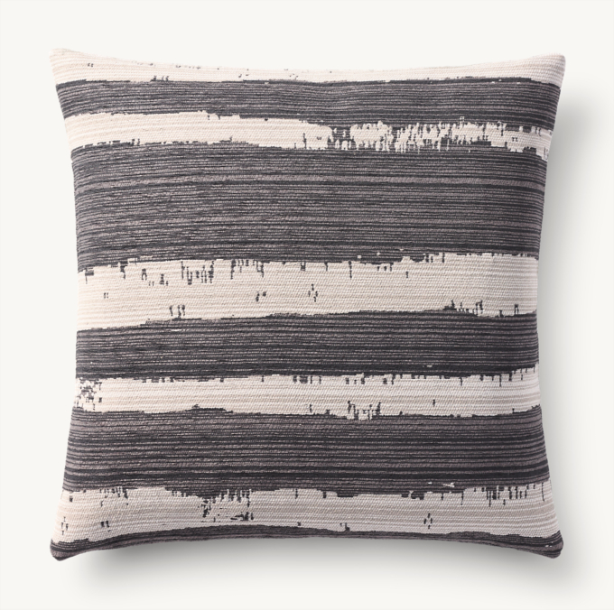 Sumi Brushstroke Stripe Outdoor Pillow Cover - Square