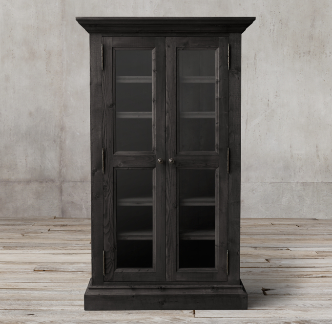 Salvaged Wood Glass Double-door Cabinet