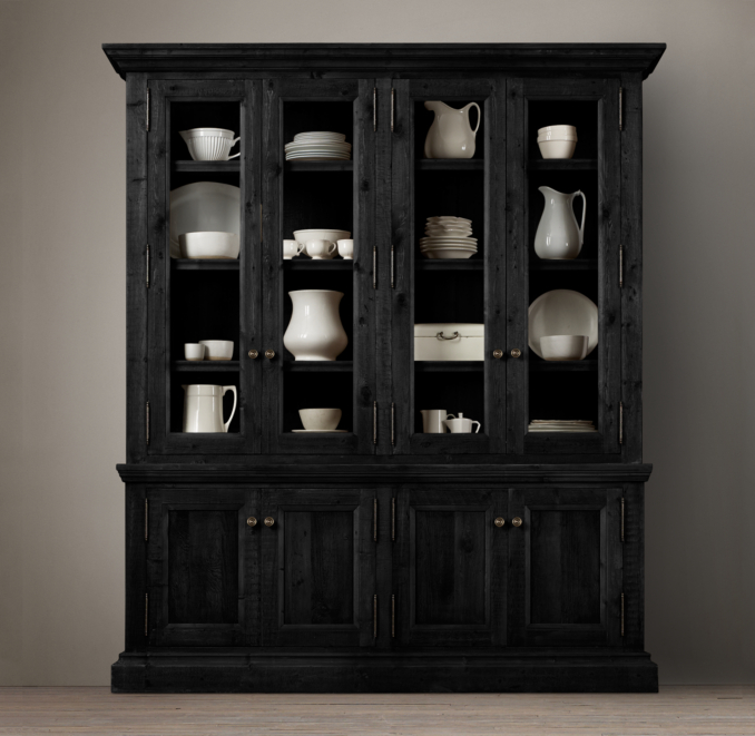 Salvaged Wood Glass 4Door Sideboard & Hutch