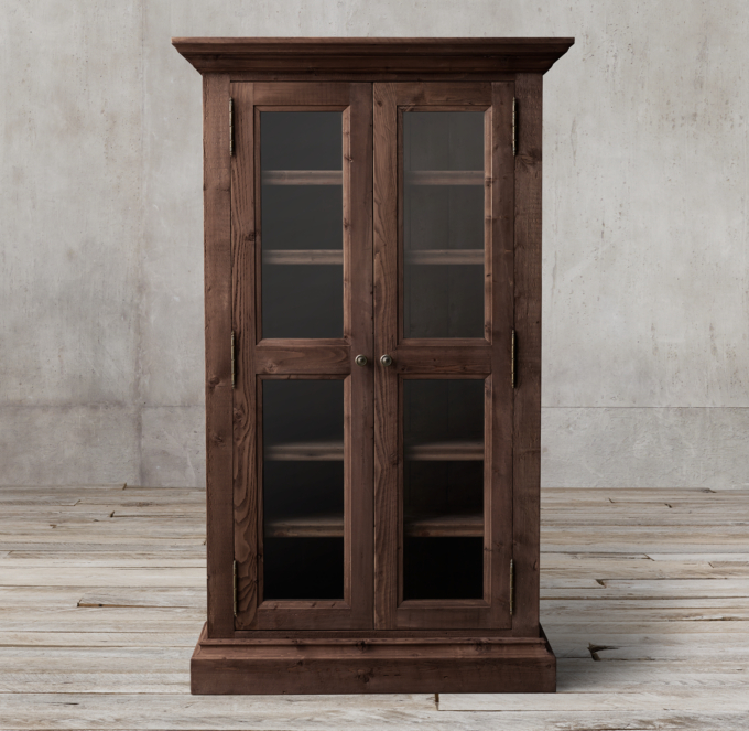 Salvaged Wood Glass Double-Door Cabinet