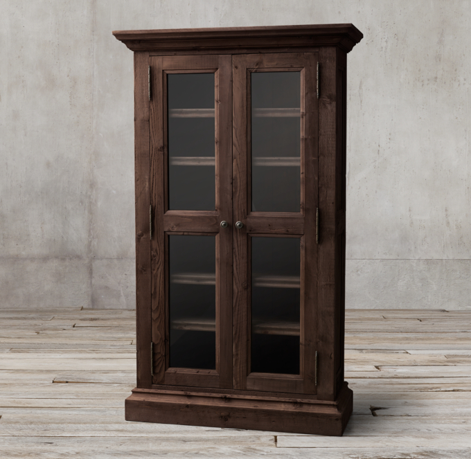 Salvaged Wood Glass Double-Door Cabinet