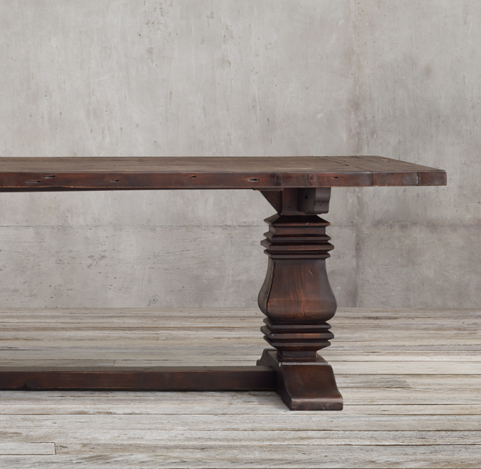 Salvaged Wood Trestle Rectangular Extension Dining Table