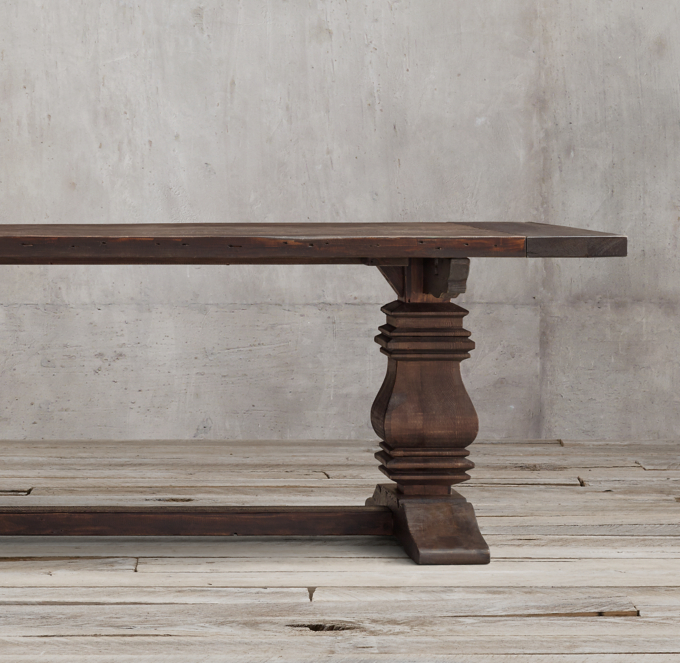 Salvaged Wood Trestle Rectangular Extension Dining Table - Salvaged ...