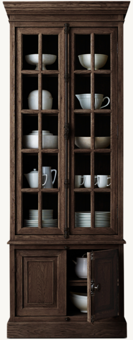 Front view of French Casement Double-Door Sideboard & Hutch 