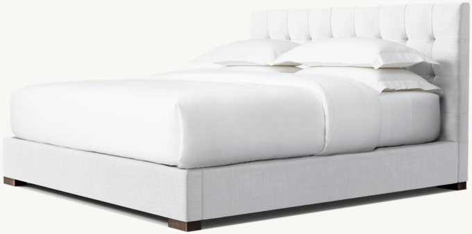 Modena Fabric Box-Tufted Panel Platform Bed