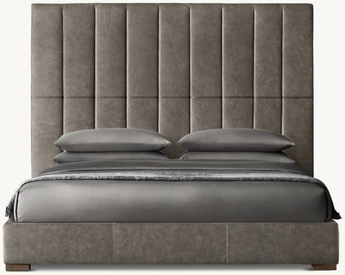 183cm H bed shown in Italian Berkshire Pewter with Grey Oak finish.