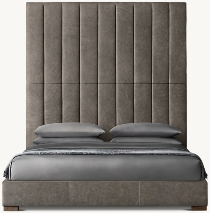 244cm H bed shown in Italian Berkshire Pewter with Grey Oak finish.