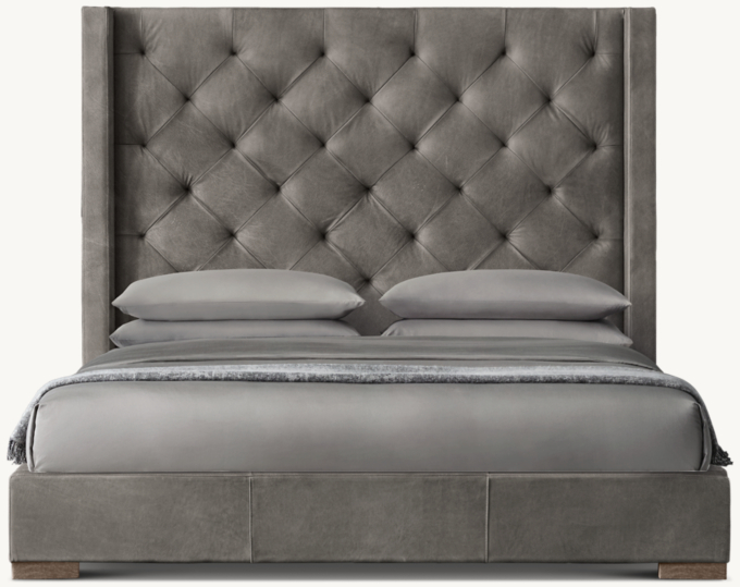 Modena Leather Diamond-Tufted Shelter Platform Bed