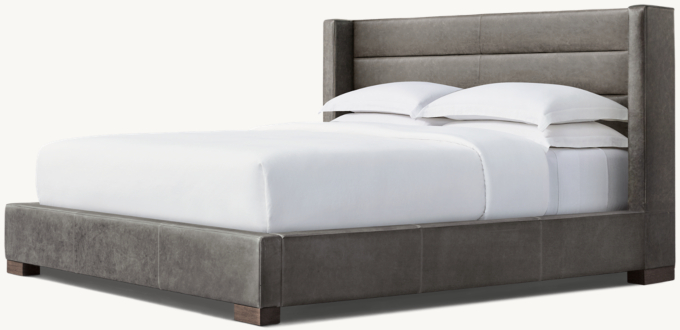 Modena Leather Horizontal Channel Shelter Platform Bed