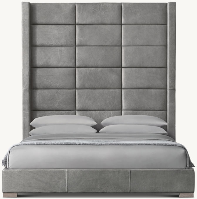 96"H bed shown in Italian Berkshire Pewter with Brown Oak finish.