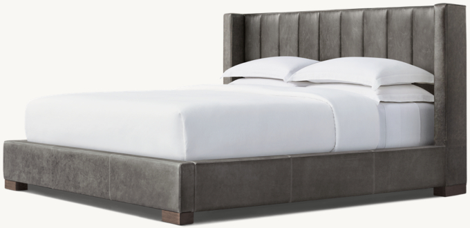 Modena Leather Vertical Channel Shelter Platform Bed