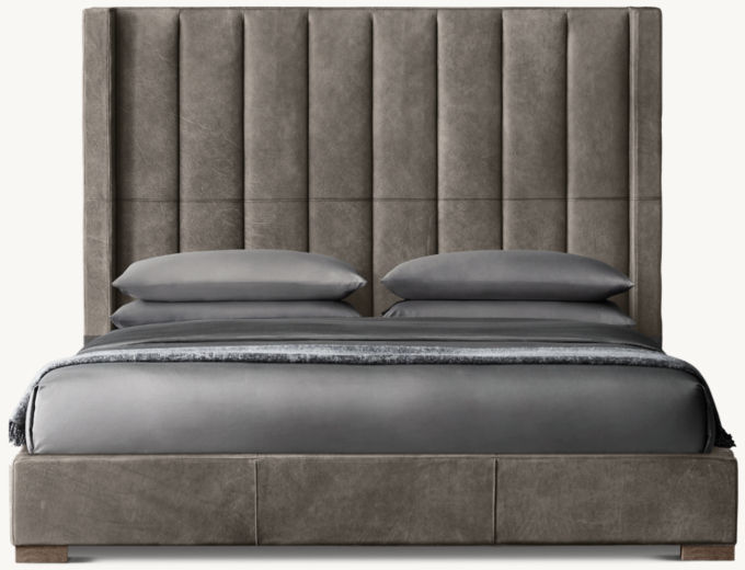 183cm H bed shown in Italian Berkshire Pewter with Grey Oak finish.