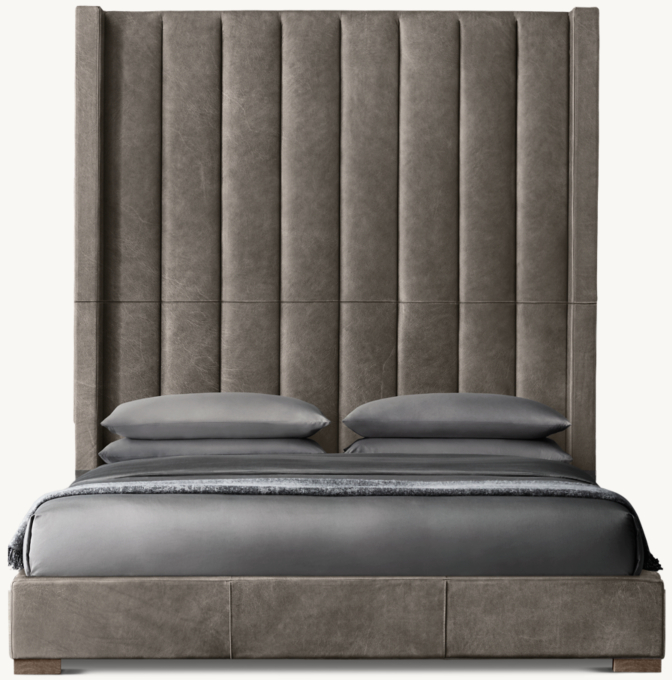 244cm H bed shown in Italian Berkshire Pewter with Grey Oak finish.