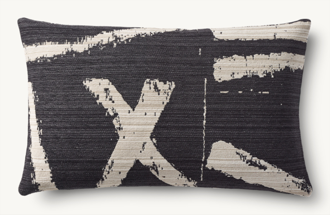 Sumi Large Brushstroke Outdoor Pillow Cover - Lumbar