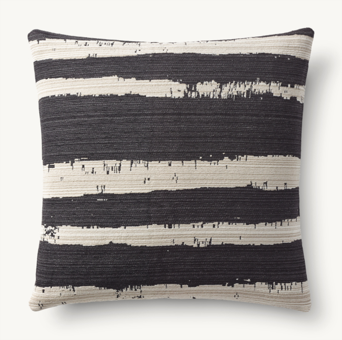 Sumi Brushstroke Stripe Outdoor Pillow Cover - Square