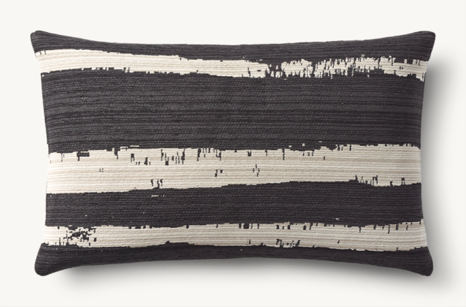Sumi Brushstroke Stripe Outdoor Pillow Cover - Lumbar