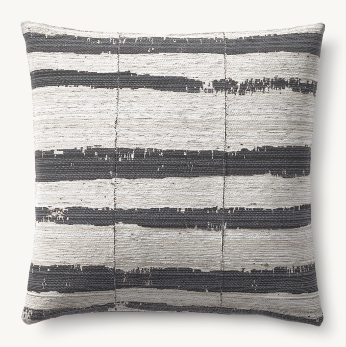 Sumi Brushstroke Stripe Outdoor Pillow Cover - Square